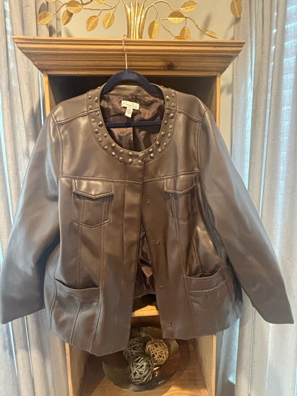 Kim Rogers Brown Stud-Trim Jacket